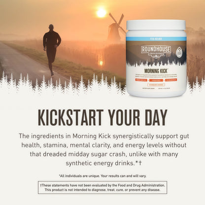 ROUNDHOUSE PROVISION Morning Kick Greens, Strawberry Lemonade, 30 Servings | Greens Superfood Powder for Gut Health, Sugar Free, Caffeine Free, Ashwagandha, Collagen Peptides, Probiotics, Chuck Norris